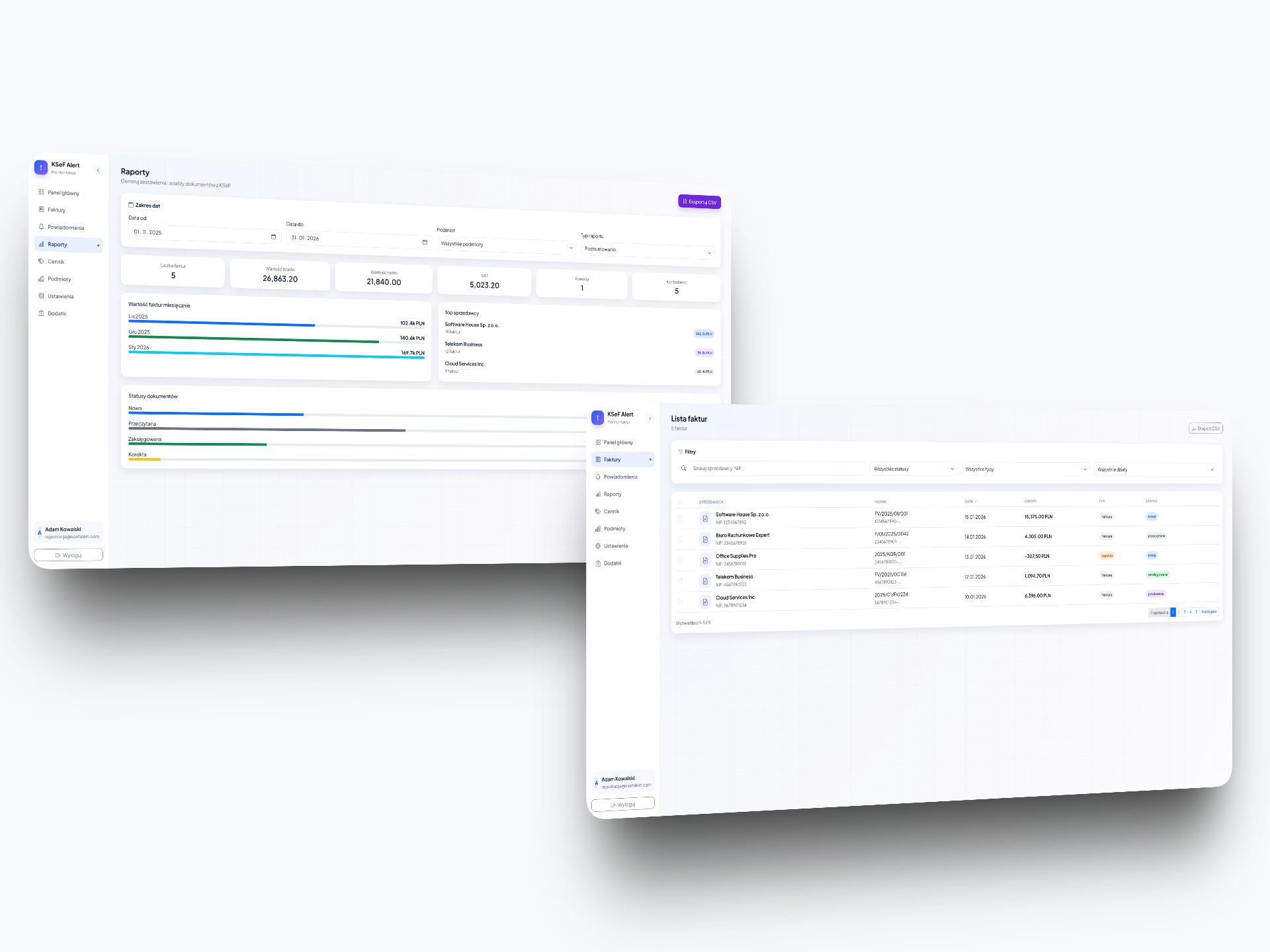 Raporty i zestawienia KSeF Alert